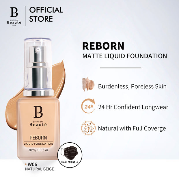 Premiere Beaute Reborn Matte Liquid Foundation Make Up(Long Lasting Up to 24 Hours)