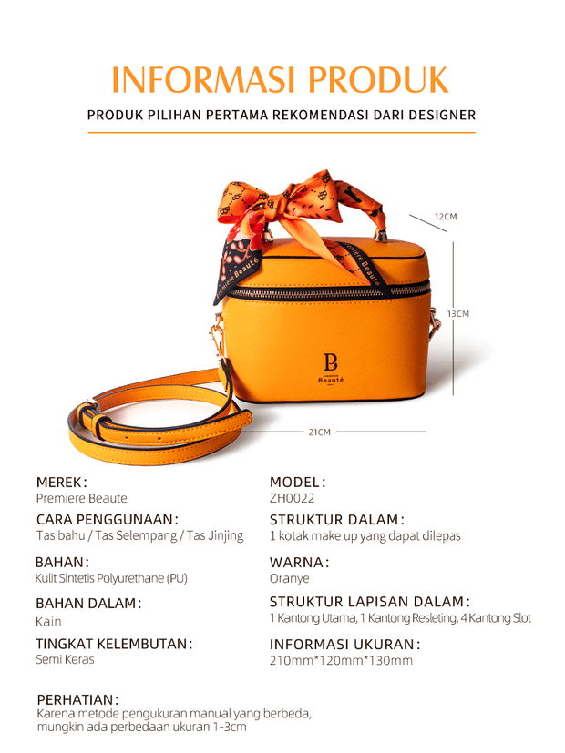 <b>Orange Hand Carry Bag/ Mini Sling Bag, Street Fashion Set </b><br>