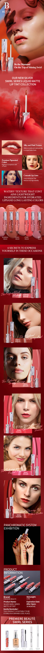 Premiere Beaute PB Velvet Matte Lip Tint Silver Swirl Series Tahan Lama Lipstik Lipcream